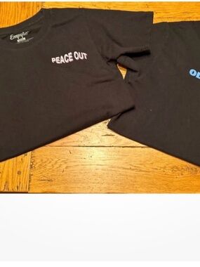 Empyre Black Tee with Pink "PEACE OUT" Chest Graphic